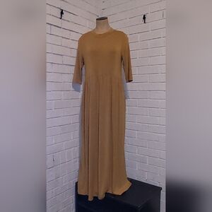 Annabelle Mustard Yellow Knit Maxi Dress - Size S